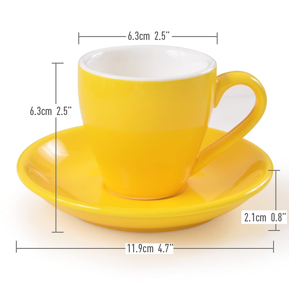 ionEgg Porcelain Espresso Cup with Saucer, Espresso shot Cup, 80ml/2.7Oz, Yellow