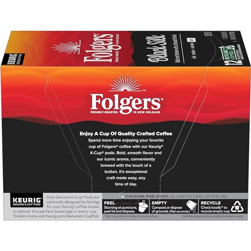 Folgers Black Silk Dark Roast Coffee, 72 Keurig K-Cup Pods