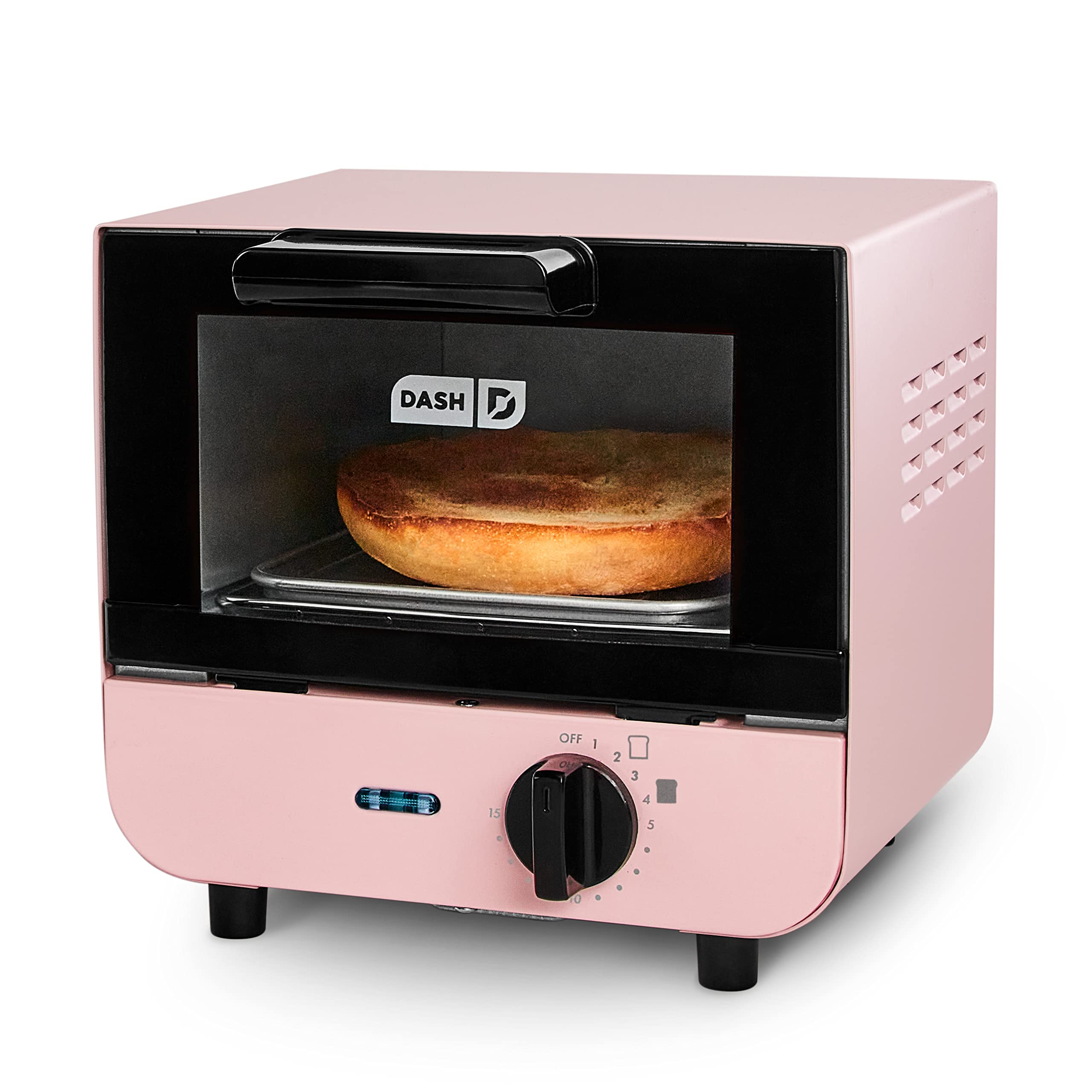 DASH Mini Toaster Oven Cooker for Bread, Bagels, Cookies, Pizza, Paninis & More with Baking Tray, Rack, Auto Shut Off Feature - Pink