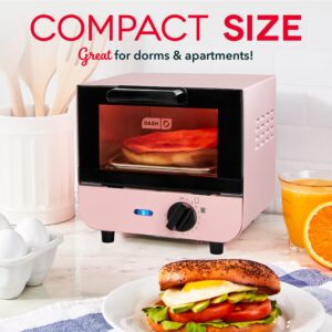 DASH Mini Toaster Oven Cooker for Bread, Bagels, Cookies, Pizza, Paninis & More with Baking Tray, Rack, Auto Shut Off Feature - Pink