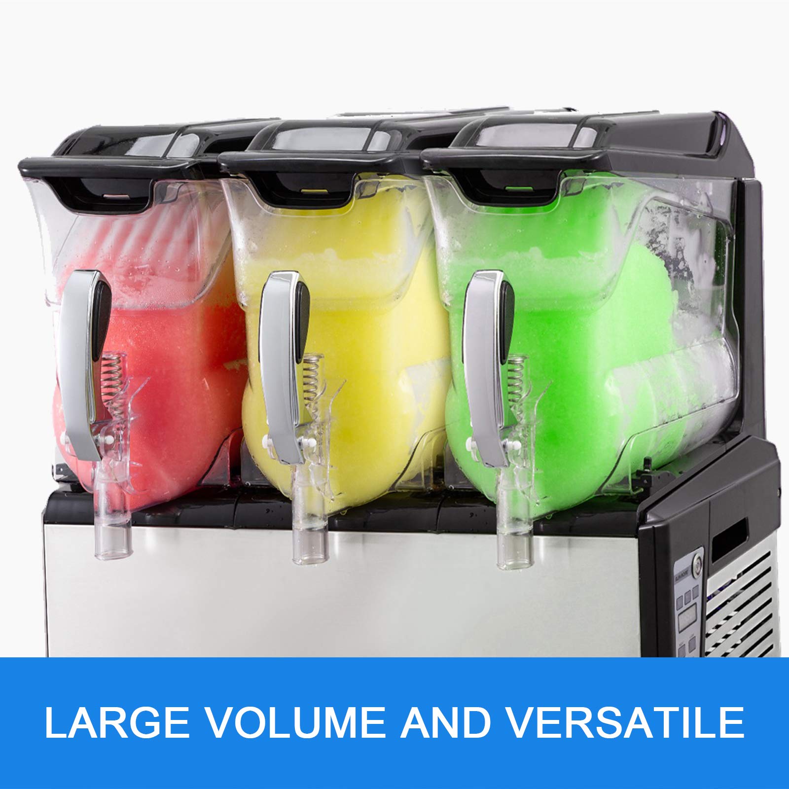 VBENLEM 110V Slushy Machine 30L Triple Bowl Frozen Drink Maker 1250W Automatic Clean Day and Night Modes for Supermarkets Cafes Restaurants Snack Bars Commercial Use