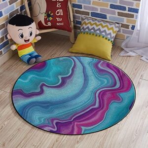 Aqua Pink Multi-Purpose Anti Slip Wear-Resistant Mat for Tile Floor Rolling Chair Abstract Color Formation Wavy Aqua Pink Lines Office Chair Mat Round Carpet Rug Marble Diameter 48 in