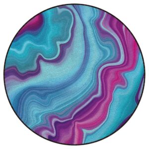 Round Home Office Computer Hardwood Floor Protector Mat Soft Thick Low Pile Gaming Rolling Desk Chair Mat Carpet Marble Print Abstract Color Formation Aqua Pink,Diameter 39 in