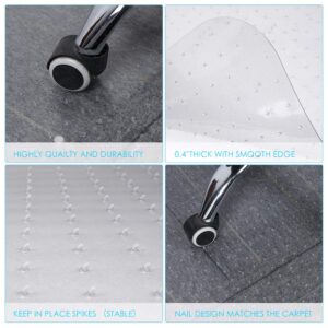 Office Chair Mat for Carpet, PVC Transparent Thick Protector with Studs for Low Pile Carpeted Floor, Mat for Desk Home and Flat Without Curling