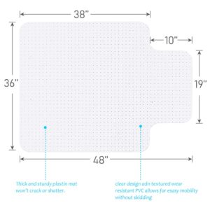 Office Chair Mat for Carpet, PVC Transparent Thick Protector with Studs for Low Pile Carpeted Floor, Mat for Desk Home and Flat Without Curling