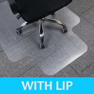 Office Chair Mat for Carpet, PVC Transparent Thick Protector with Studs for Low Pile Carpeted Floor, Mat for Desk Home and Flat Without Curling