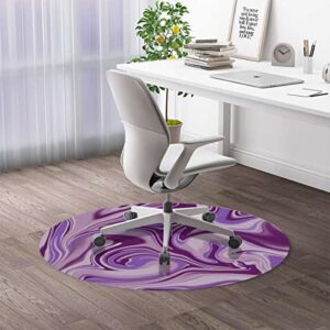 Aqua Pink PU Leather Carpet for Hard Wood & Tile Floor, Marble Print Abstract Color Formation Easy Glide Floor Protector Mat for Office Chairs Victorian Style Diameter 35.4 in