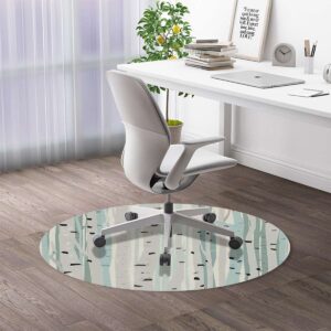 green grey chair mat office protector for hardwood floors dense tree formation white fall birch trees anti-slip floor protection mat multi-purpose chair carpet for desk forest diameter 35.4 in