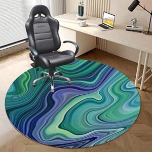 Aqua Pink PU Leather Round Area Rug Swivel Chair Mats for Hardwood Floor Marble Print Abstract Color Formation Floor Protector Office Chair Mat Gaming Chair Mat Victorian Style Diameter 39.4 in