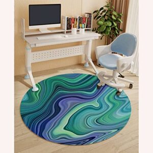 Aqua Pink PU Leather Round Area Rug Swivel Chair Mats for Hardwood Floor Marble Print Abstract Color Formation Floor Protector Office Chair Mat Gaming Chair Mat Victorian Style Diameter 39.4 in