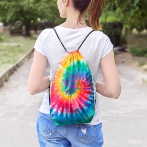 Saintrygo 6 Pieces Tie Dye Cotton Drawstring Bags Drawstring Tote Backpack Items to Tie Dye DIY Birthday Party Favor Bags (White)