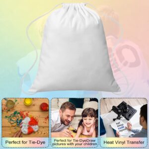 Saintrygo 6 Pieces Tie Dye Cotton Drawstring Bags Drawstring Tote Backpack Items to Tie Dye DIY Birthday Party Favor Bags (White)