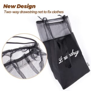 2Pcs AXJ Canvas Laundry Bags XL, Extra Large Heavy Duty Dirty Clothes Bag, Storage Bag with Fixed Drawstring Mesh, Shoulder Straps and Handles, VOL 80L/Per Bag, 16” x 9.8” x 21” (Black)