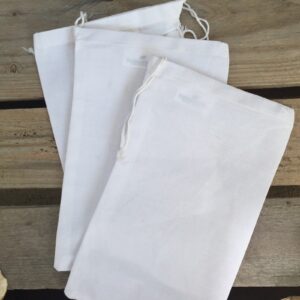 REUSABLE ECO FRIENDLY COTTON SINGLE DRAWSTRING MUSLIN BAGS 3"x5" NATURAL COLOR- 50 count pack