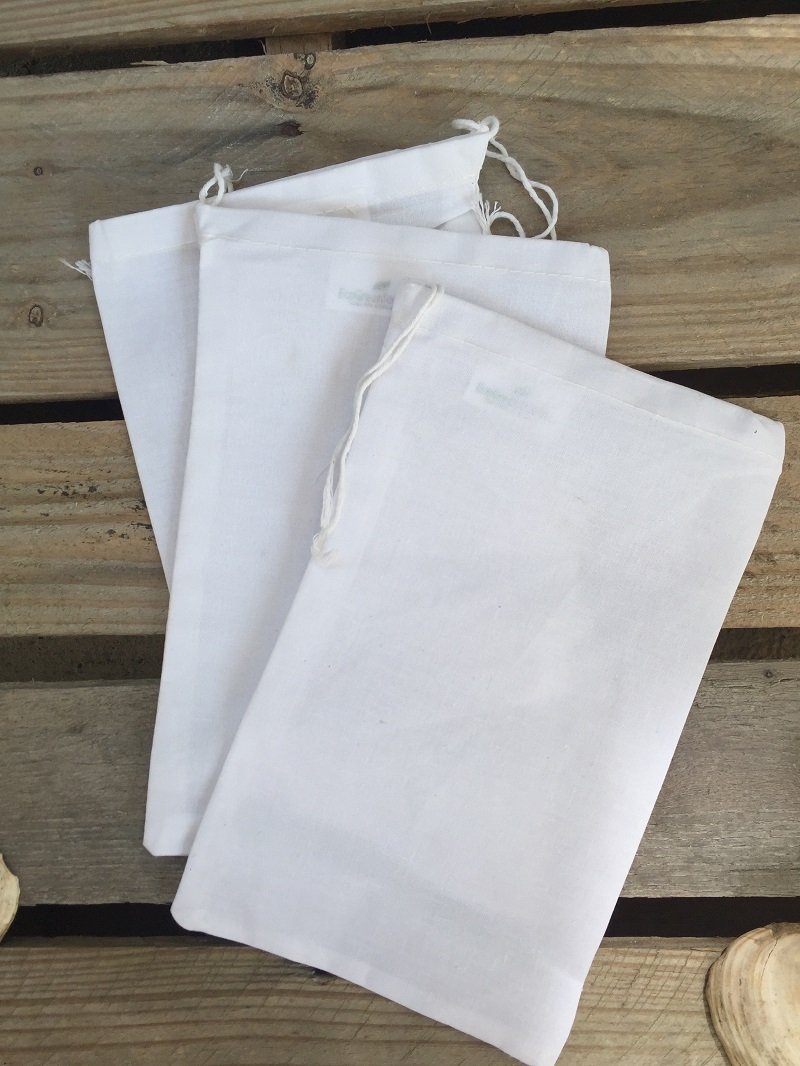 REUSABLE ECO FRIENDLY COTTON SINGLE DRAWSTRING MUSLIN BAGS 3"x5" NATURAL COLOR- 50 count pack