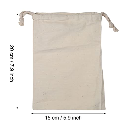 TEUOPIOE Large Cotton Dustproof Bag, Dust Cover Protector, Drawstring Breathable Laundry Storage Sack, Travel Home College Dorm, Washable(15 * 20cm)