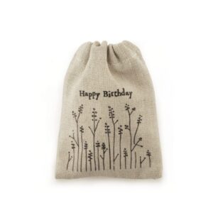 East of India Small Rustic Drawstring Cotton Gift Bag Happy Birthday Keepsake Gift Bag For Her
