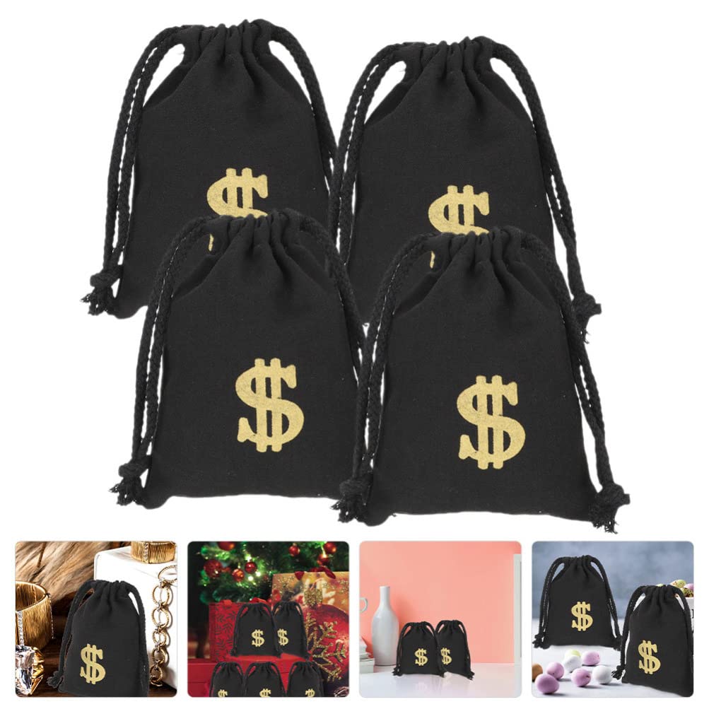 Zerodeko 4pcs Bag Money Bag Money Treat Bag Sign Carrying Sack Festival Cosplay Supplies Gift Bag Pirate Party Supplies Toy Storage Bag Cotton Drawstring Canvas Bag Women's