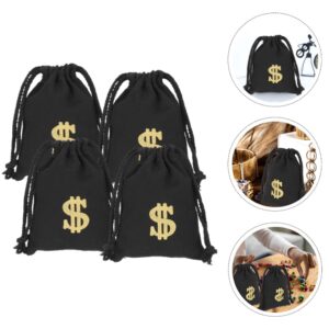 Zerodeko 4pcs Bag Money Bag Money Treat Bag Sign Carrying Sack Festival Cosplay Supplies Gift Bag Pirate Party Supplies Toy Storage Bag Cotton Drawstring Canvas Bag Women's