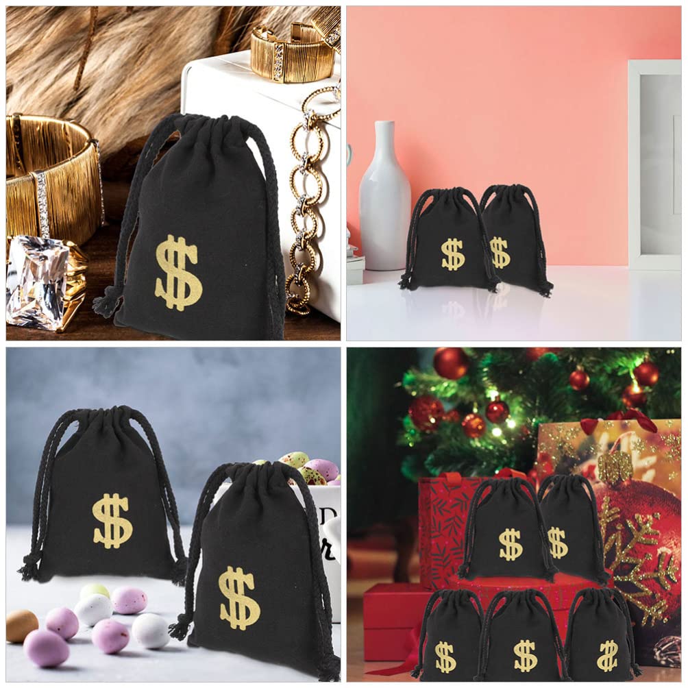 Zerodeko 4pcs Bag Money Bag Money Treat Bag Sign Carrying Sack Festival Cosplay Supplies Gift Bag Pirate Party Supplies Toy Storage Bag Cotton Drawstring Canvas Bag Women's