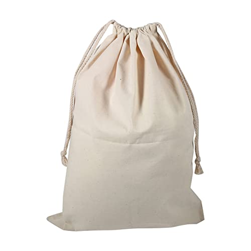 Cotton Drawstring Bags, 11.8 x 15.7 inch Natural Cotton Bags Large Laundry Bag Household Reusable Canvas Storage Bag Travel Stuff Jewelry Pouch