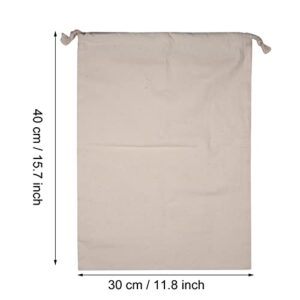 Cotton Drawstring Bags, 11.8 x 15.7 inch Natural Cotton Bags Large Laundry Bag Household Reusable Canvas Storage Bag Travel Stuff Jewelry Pouch