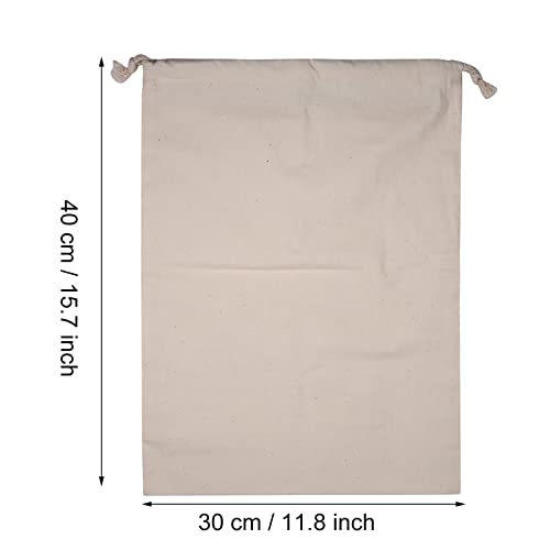 Cotton Drawstring Bags, 11.8 x 15.7 inch Natural Cotton Bags Large Laundry Bag Household Reusable Canvas Storage Bag Travel Stuff Jewelry Pouch