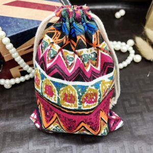 HOUTBY 50Pcs Ethnic Style Cotton Linen Jewelry Coin Pouch with Drawstring Party Wedding Christmas Favor Gift Bags Candy Earrings Jewelry Bags Sachet