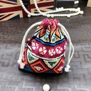 HOUTBY 50Pcs Ethnic Style Cotton Linen Jewelry Coin Pouch with Drawstring Party Wedding Christmas Favor Gift Bags Candy Earrings Jewelry Bags Sachet