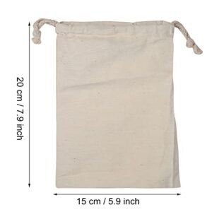 SHREEVASA Cotton Drawstring Bags Reusable Produce Bags Cotton Cotton Storage Bag Travel Bag Drawstring Storage Laundry Sack Stuff Bag for Party Wedding Home Supplies Storage (15x20cm / 5.9x7.9in)