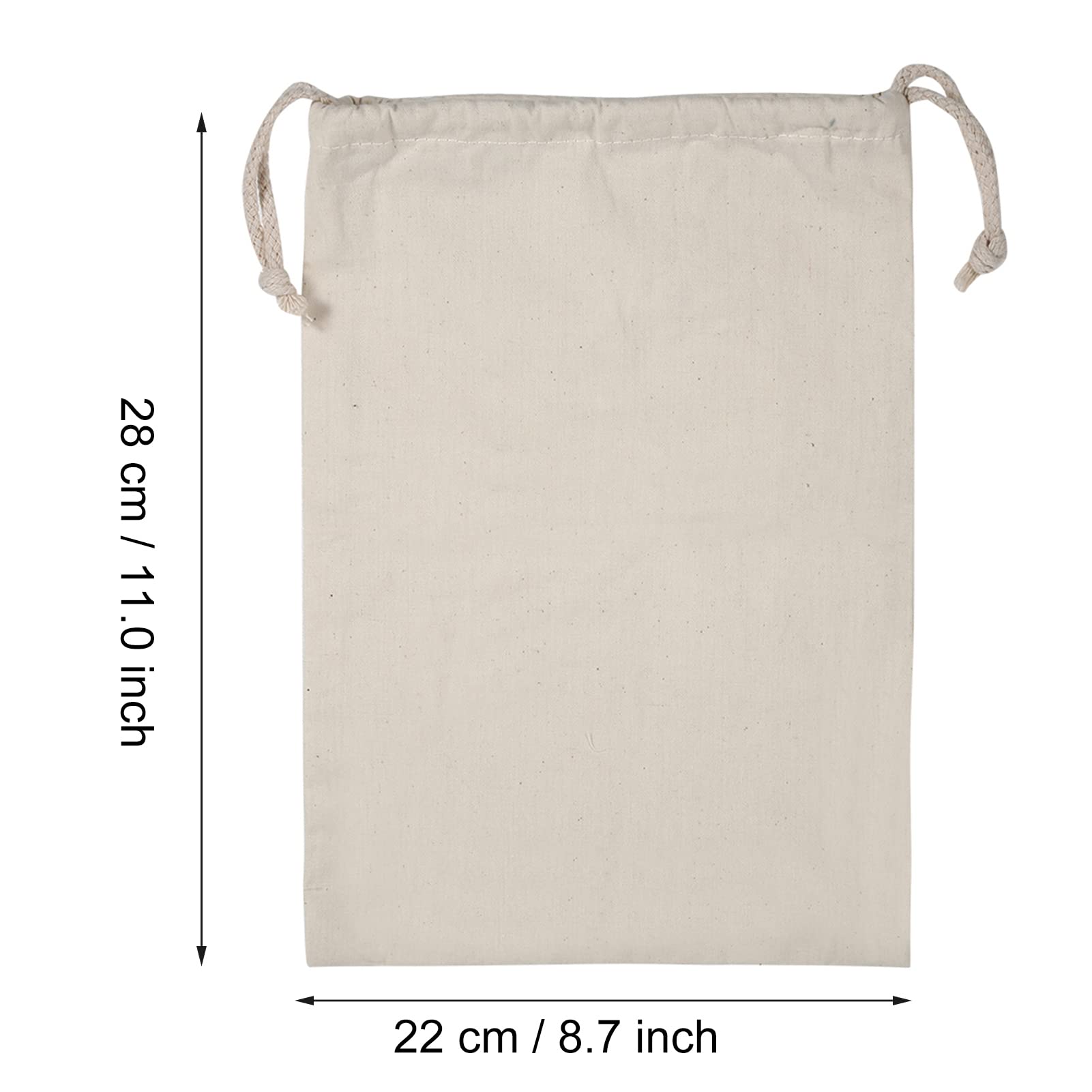 TOPINCN Cotton Stuff Bag Stuff Drawstring Pocket Simple Bag Cotton Purse Plain for Baggie Bagging Laundry Bags (22 * 28cm)