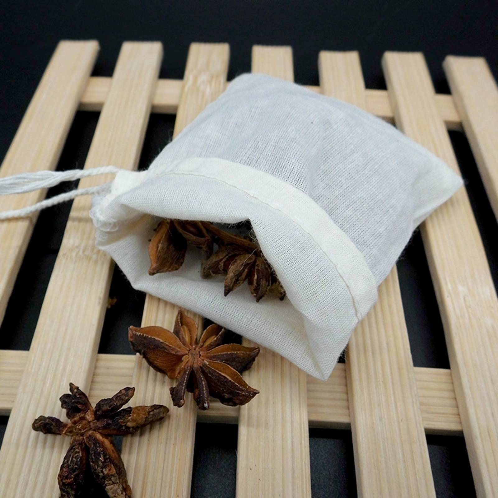 TOTITOM 50PCS 20x30cm Cotton Drawstring Bag Reusable，Muslin Bag Spices Sachet Bag for Household