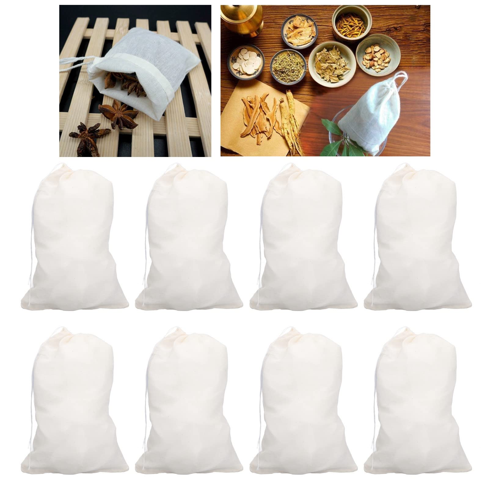 TOTITOM 50PCS 20x30cm Cotton Drawstring Bag Reusable，Muslin Bag Spices Sachet Bag for Household