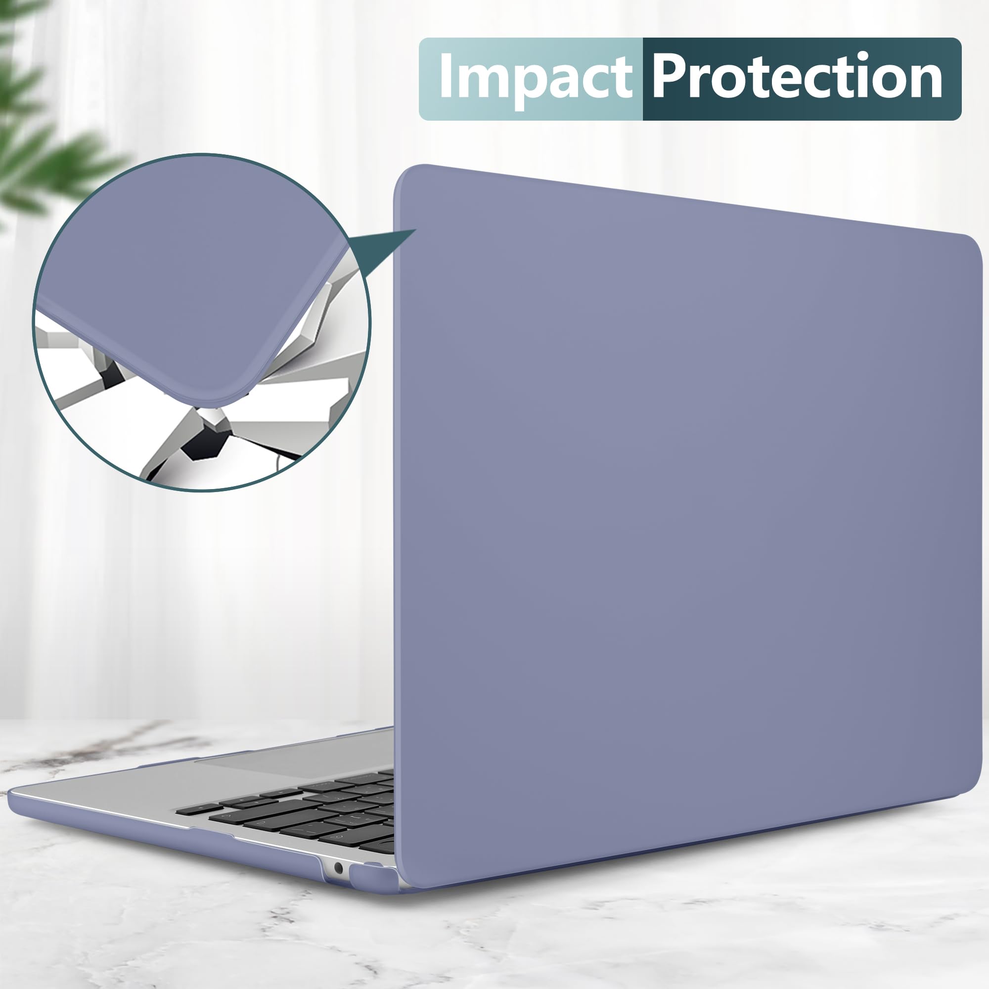 TWOLSKOO for M3 MacBook Air 13.6 Inch Case 2022 2023 2024 Release A2681 M2 A3113, Matte Hard Shell Cover with Trackpad Film & Keyboard Cover & Screen Film for MacBook Air 13.6", Cream Lavender Grey