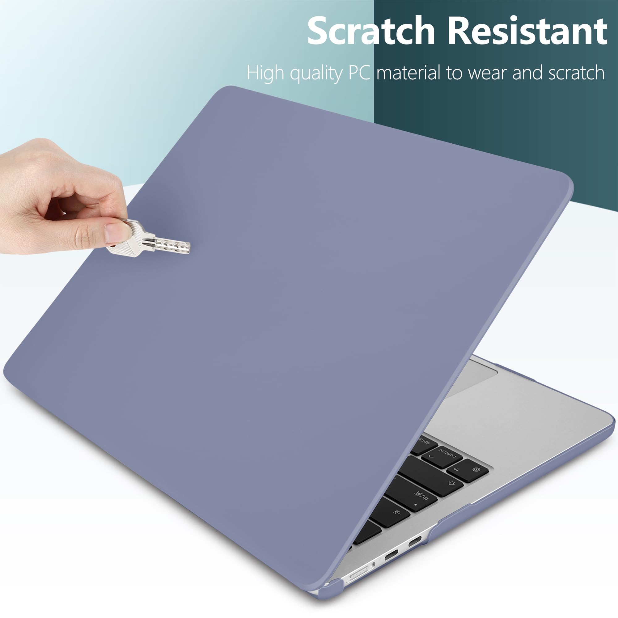 TWOLSKOO for M3 MacBook Air 13.6 Inch Case 2022 2023 2024 Release A2681 M2 A3113, Matte Hard Shell Cover with Trackpad Film & Keyboard Cover & Screen Film for MacBook Air 13.6", Cream Lavender Grey
