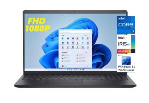 dell newest inspiron 15 3000 business laptop, 15.6" fhd display, 12th gen intel core i7-1255u, windows 11 pro, 16gb ddr4 ram, 1tb pcie ssd, wifi 6, sd card reader, long battery life