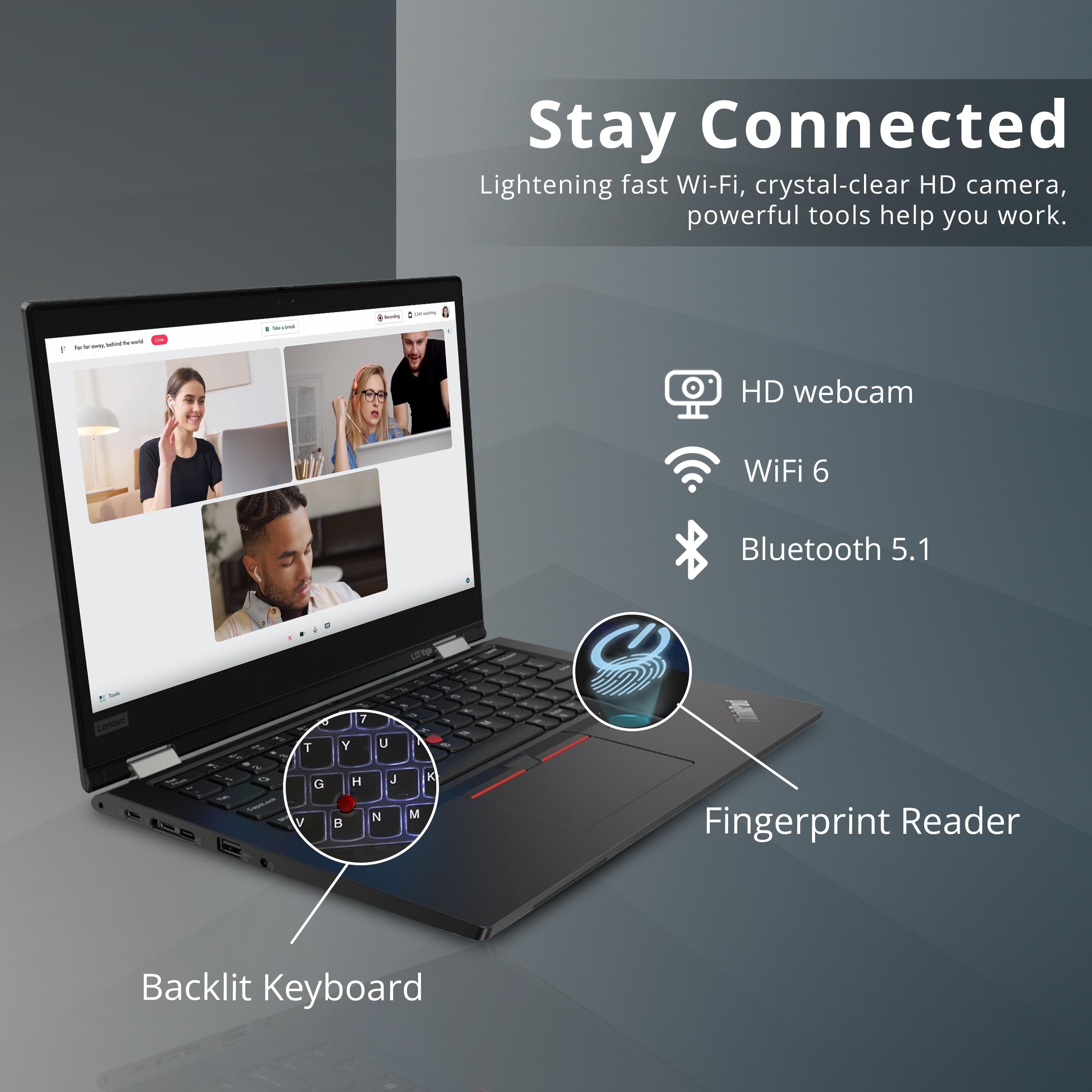 Lenovo ThinkPad L13 Yoga 2-in-1 13.3" FHD Touchscreen Laptop, Intel i5-1145G7, 16GB RAM, 2TB SSD, Intel ‎Iris Xe Graphics, Fingerprint Reader, Backlit Keyboard, Win 11 Pro, Black, 32GB USB Card