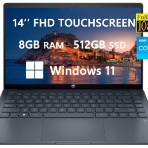 HP 2023 Pavilion 2-in-1 14" FHD Touchscreen Laptops for Student & Business, Intel 12th Gen Core i3-1215U, Up to 4.4 GHz, 8GB RAM|512GB SSD, Long Battery Life, USB-C, Windows 11, Blue, ROKC HDMI Cable