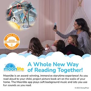 Moonlite Storytime Mini Projector with 4 Pixar Stories, A Magical Way to Read Together, Digital Storybooks, Fun Sound Effects - Toy Story, Cars, Incredibles, Monsters Inc - Gifts for Kids Age 1 and Up