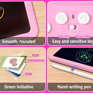 Rylai Toddler Toys Drawing Tablet with Talking Flash Card, Drop Resistant LCD Writing Tablet,510 Sight Words Pocket Speech Audible Flashcards, Learning & Education Toys for 2,3,4,5,6 Years Old Pink