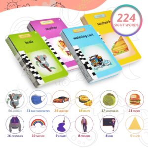 Supplim Toddlers Montessori Toys for 1 2 3 4 5 Year Old Boys Girls - Preschool Learning Autism Sensory Toys Autistic Children Speech Therapy Toys Talking Flash Cards 224 Sight Words