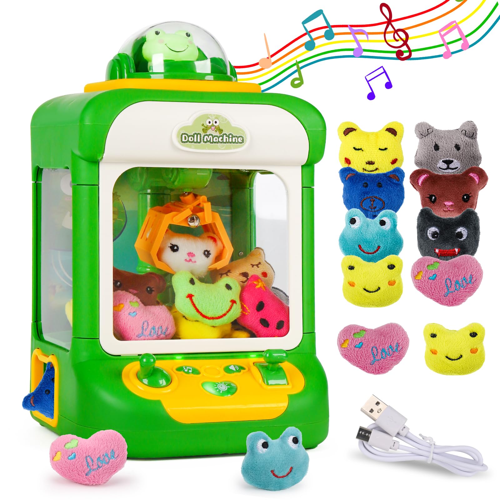 Claw Machine for Kids, Mini Candy Vending Doll Machines with Music Light & Plush Grabber Prize Toys for Girl Boy 4-6 6-8 Electronic Indoor Arcade Game Party Easter Birthday Gift for 4 5 6 7 8 Year Old