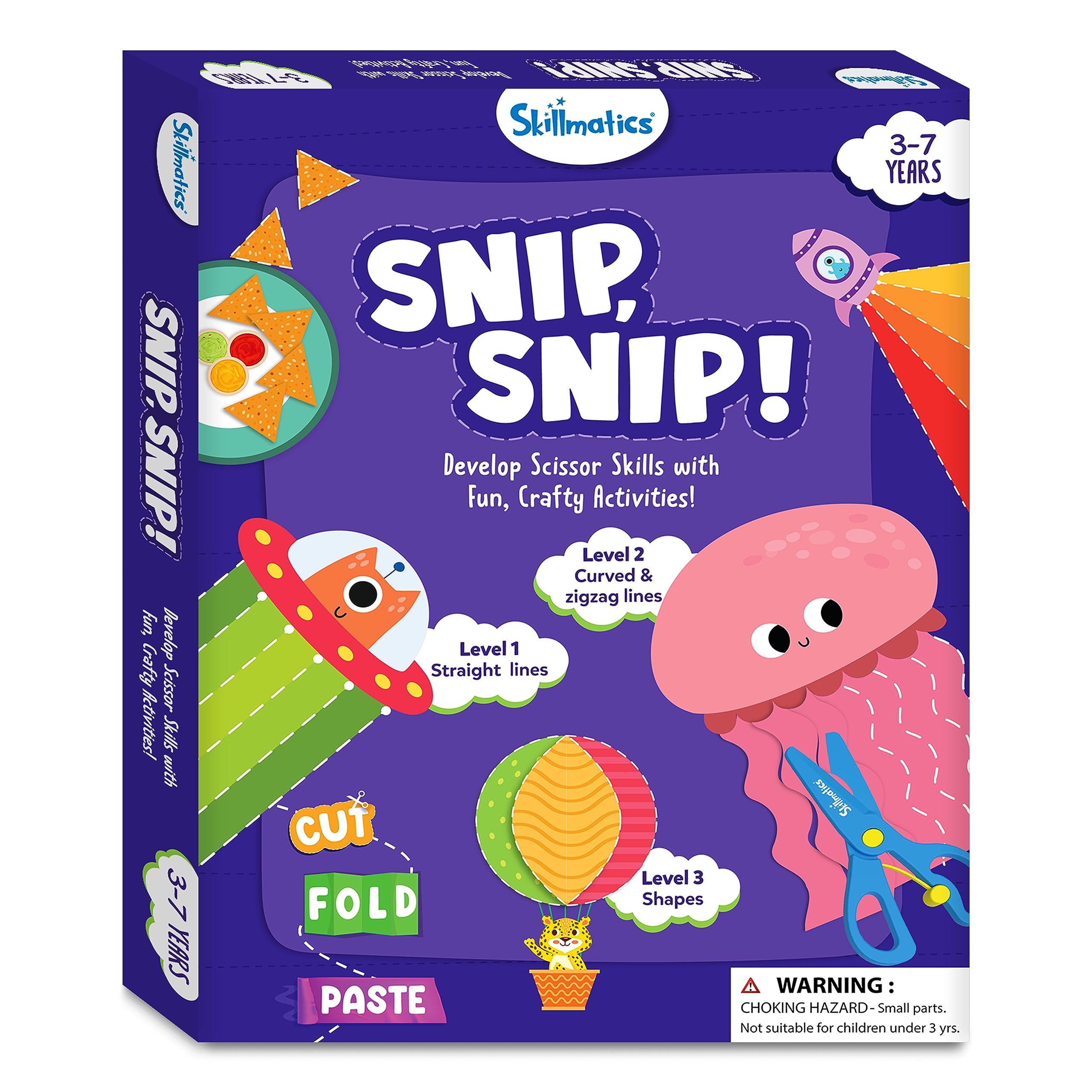 Skillmatics Art & Craft Activity Kit - Snip, Snip, Practice Scissor Skills, Craft Kits & Supplies, Gifts for Toddlers, Girls & Boys Ages 3, 4, 5, 6, 7, Travel Toys