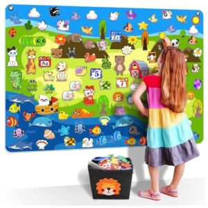 204Pcs Animals Felt Busy Board Story Set with Storage Bag Preschool Large Wall Storyboard Forest Themed Early Learning Interactive Play Kit Wall Hanging Gift for Toddlers Kids 40 X 28 Inch