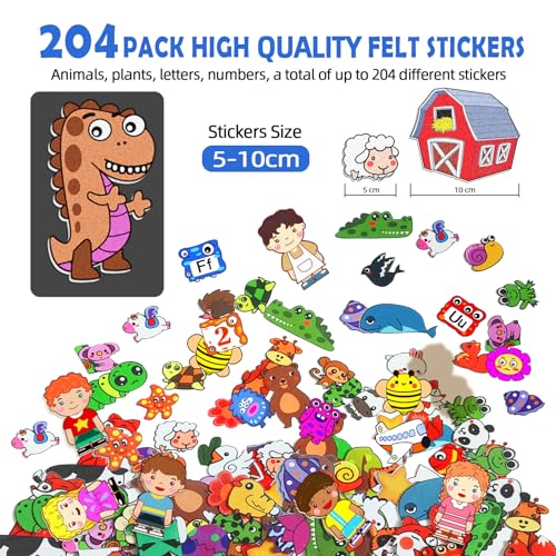 204Pcs Animals Felt Busy Board Story Set with Storage Bag Preschool Large Wall Storyboard Forest Themed Early Learning Interactive Play Kit Wall Hanging Gift for Toddlers Kids 40 X 28 Inch