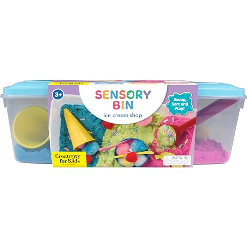 Creativity for Kids Sensory Bin: Ice Cream Shop Playset - Toddler Learning Toys for Kids Ages 3-4+, Kids Pretend Play Ice Cream Set, Kids Gifts for Girls and Boys, Medium