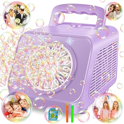Upgraded Bubble Machine with 2 Speed Levels,Blow 20000+ Bubbles/Minute,Portable Automatic Bubble Machine for Kids Toddlers,Durable Bubble Maker Outdoor Toys Gifts for Birthday,Wedding,Party,Christmas