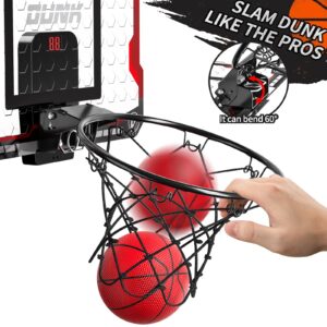 TEMI Basketball Hoop Indoor, Mini Basketball Hoop with 4 Balls & Electronic Scoreboard, Over The Door Basketball Hoop, Basketball Toys for Boys Girls Age 5 6 7 8 9 10 11 12 - Kids & Teens Gift Ideas