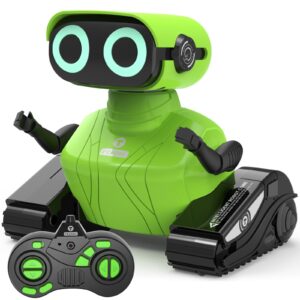 gilobaby robot toys, remote control robot toy, rc robots for kids with led eyes, flexible head & arms, dance moves and music, birthday gifts for boys ages 3+ years (green)