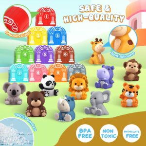 Toddler Toy for 1 2 3+ Years Old, Learning Toy for Toddlers with 20PCS Safari Animal Toy, Montessori Educational Toy for Kids, Easter Gift Toy with 10 Animals &10 Houses for Babies Boys Girls